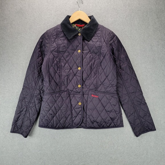 Barbour Jackets & Blazers - Barbour Annandale Ladies Quilted Jacket Navy Blue Floral Size US 4 UK 8